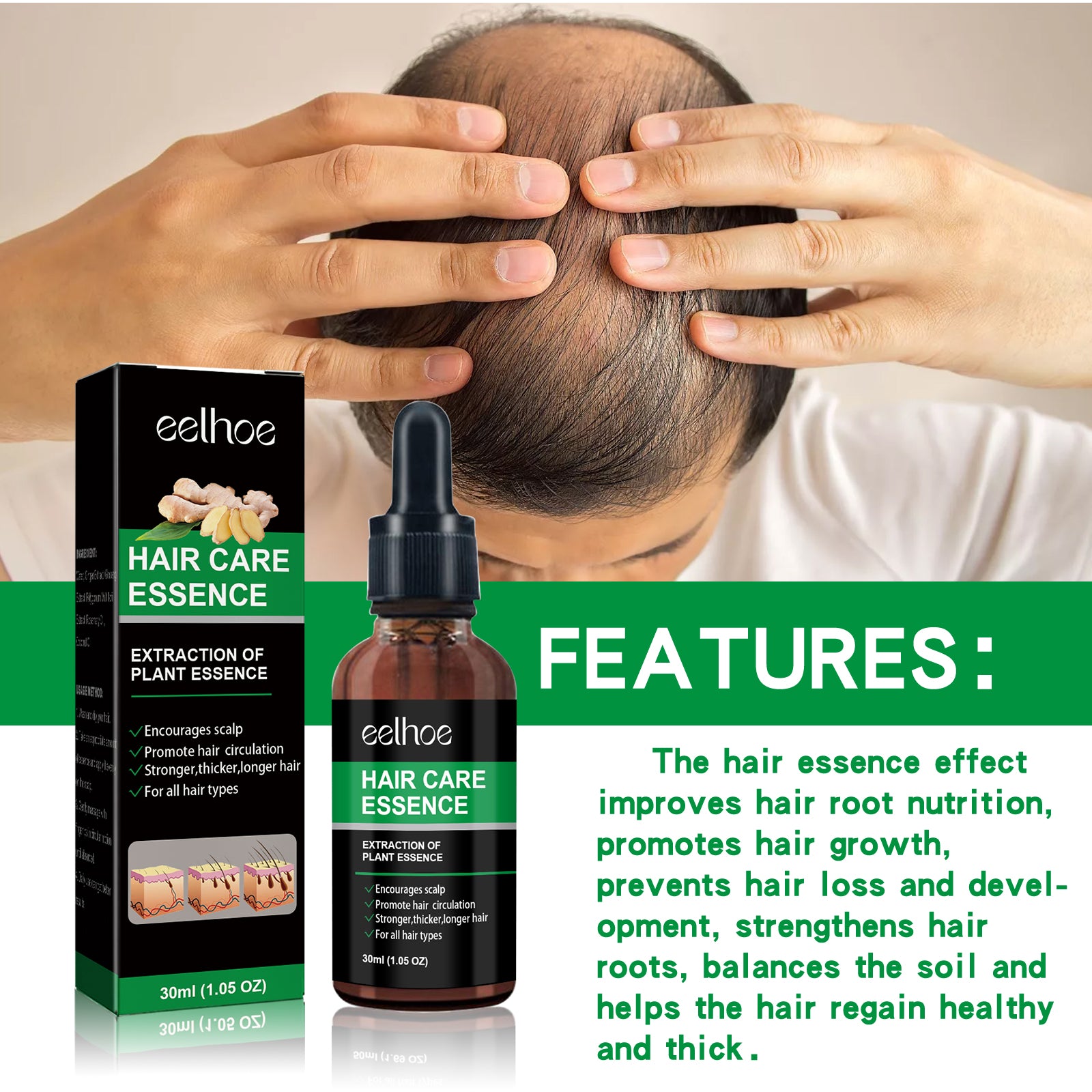 Hair Care Essence, Hair Anti-Loss Hair Roots Thick Strong Repair Moisturizing Scalp Care