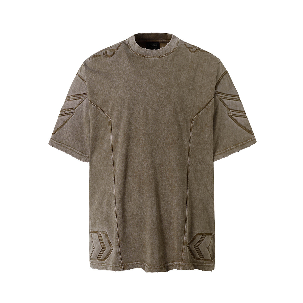 Mech design washed T-shirt for men
