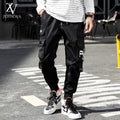 HIQOR Ribbons Multi Pockets Cargo Pants Men Harajuku Casual Track Trouser Hip Hop Streetwear Techwear Pants Joggers Men
