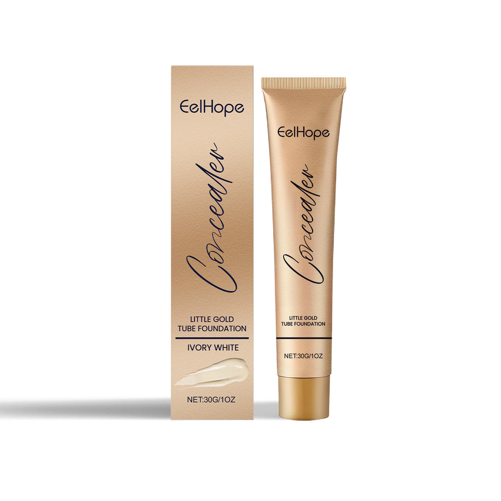 Small Gold Tube Foundation Concealer, Natural Lightweight Skin Concealer Not Easy To Remove Makeup Moisturizing Liquid Foundation