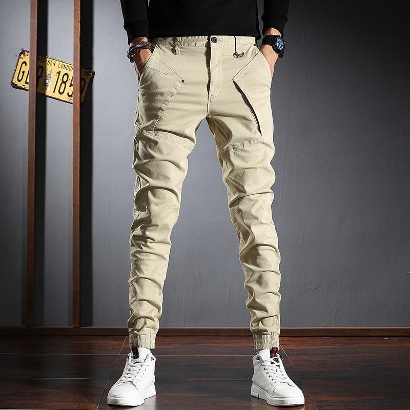 Newly Designer Fashion Men Jeans High Quality Spliced Patchwork Casual Cargo Pants Streetwear Hip Hop Joggers Harem Trousers