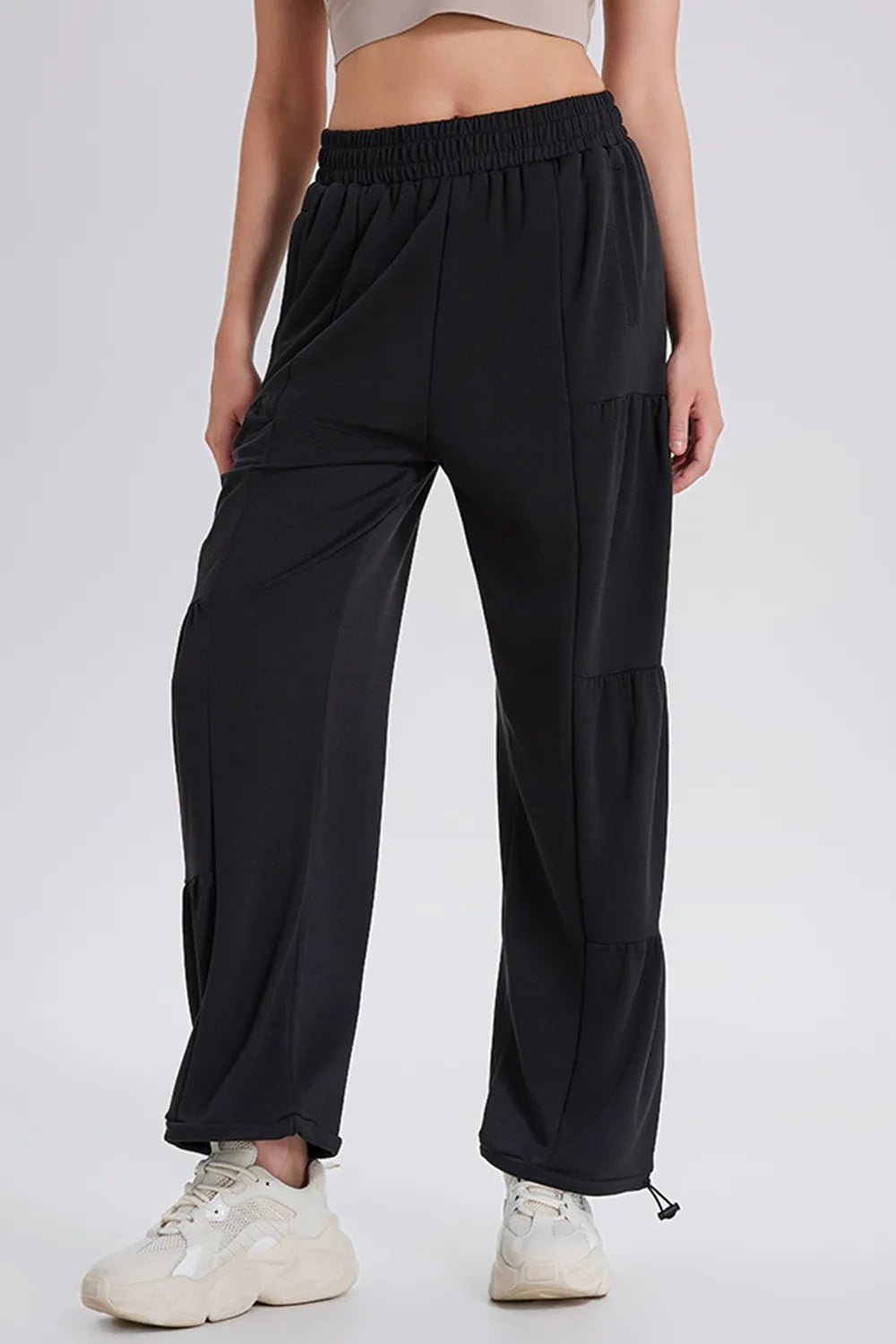 Drawstring Elastic Waist Ruched Joggers