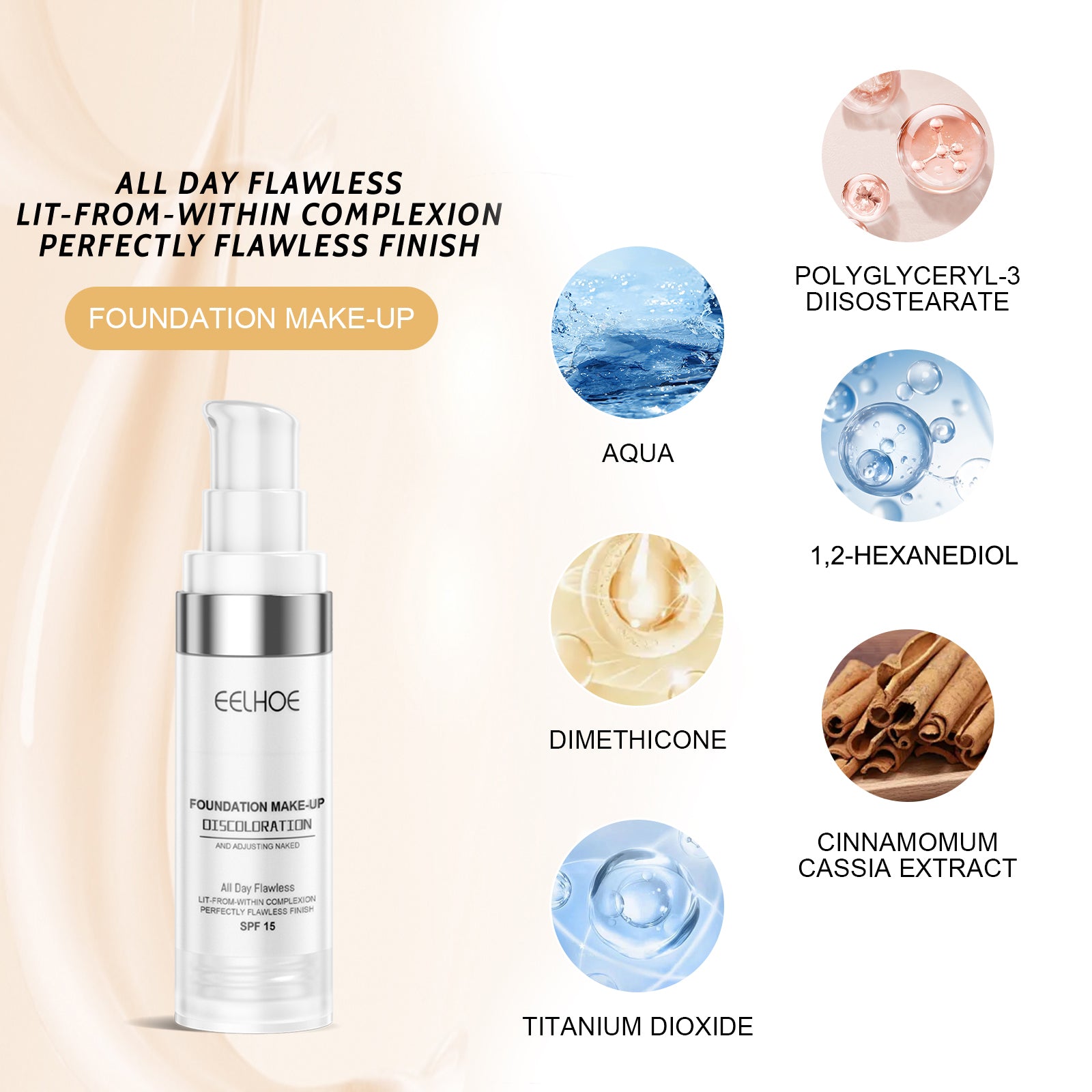 Concealer Color Change Liquid Foundation Concealer Long-Lasting Moisture Moisturizing, Moisturizing, Moisturizing, Warming, Brightening And Clear Complexion