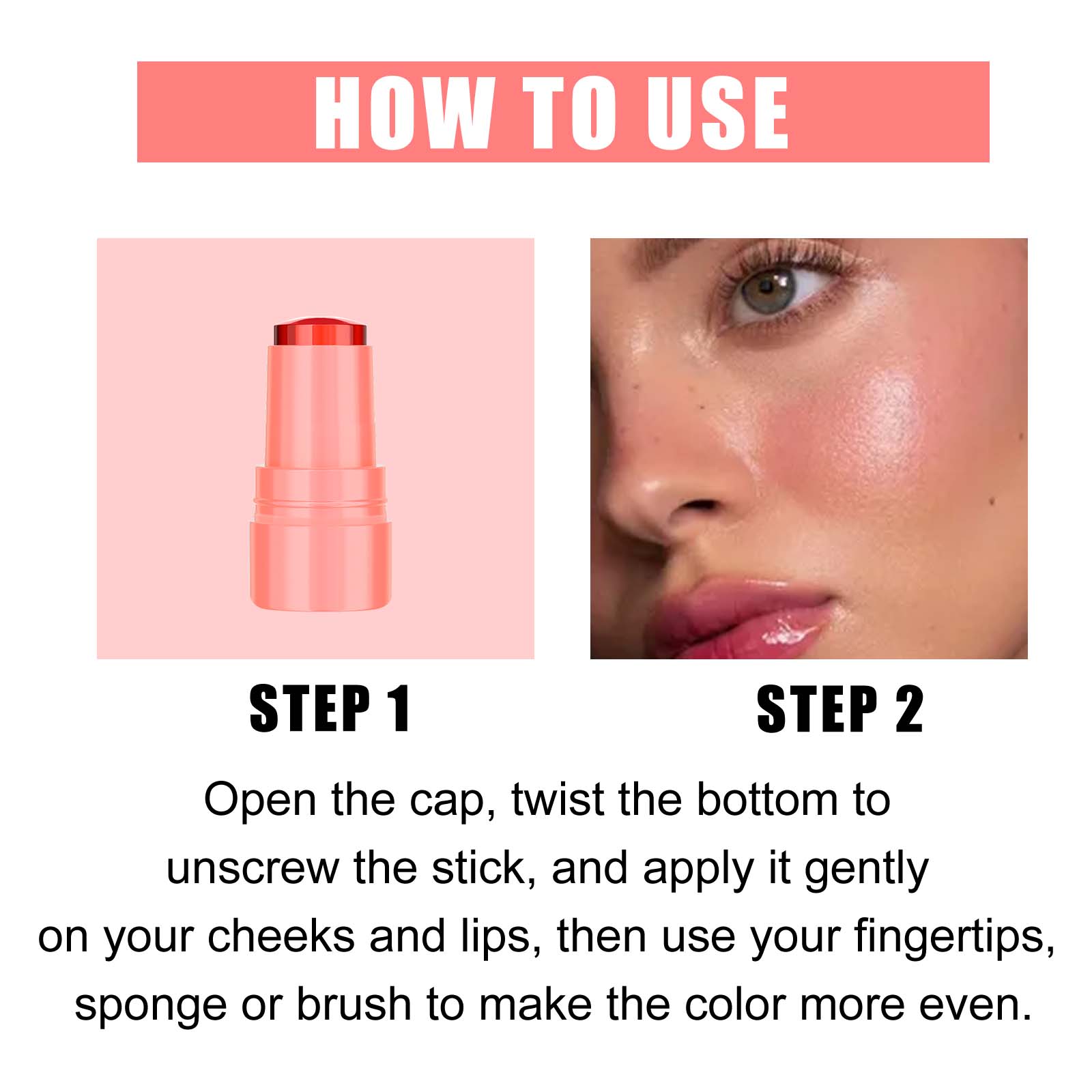 Jelly Blush Lip Gloss Stick Series, Brightening Lip Blush Stick For Even Skin Tone Lips And Cheeks