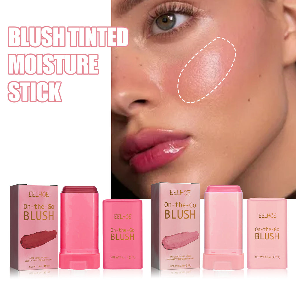 Blush Stick, Brightening Primer Solid Contouring Natural Nude Makeup Waterproof Lightweight Multi-Functional Blush Stick