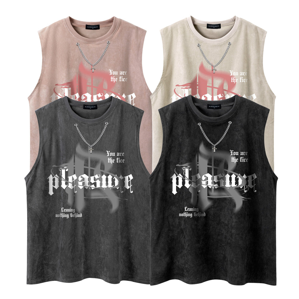 Letter chain simple loose T-shirt for men and women