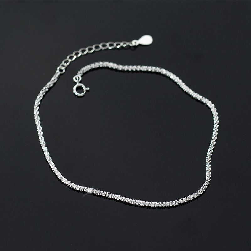 S925 Silver Anklet Female Japanese Style Simple Gypsophila Temperament Girl Heart Personality Foot Jewelry