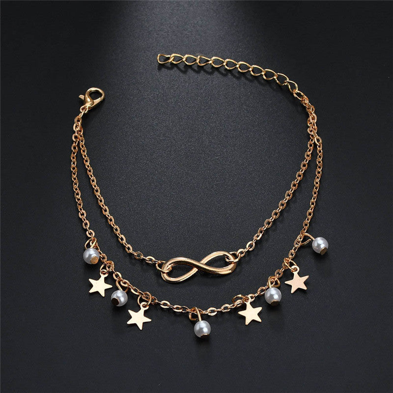 New Pendant Anklet Simple Fashion Double Layer Beach Anklet Jewelry Anklet