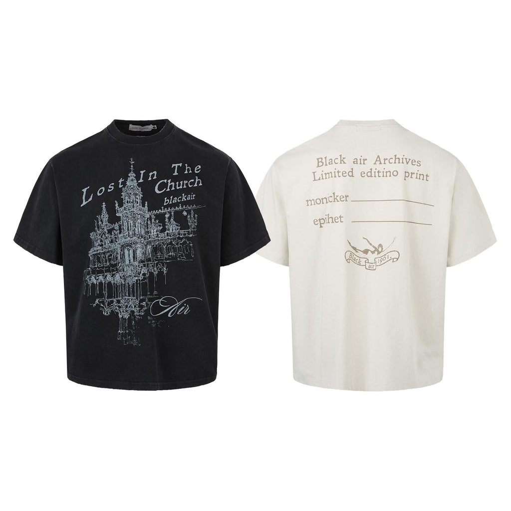 Printed T-shirt for men and women with short sleeves