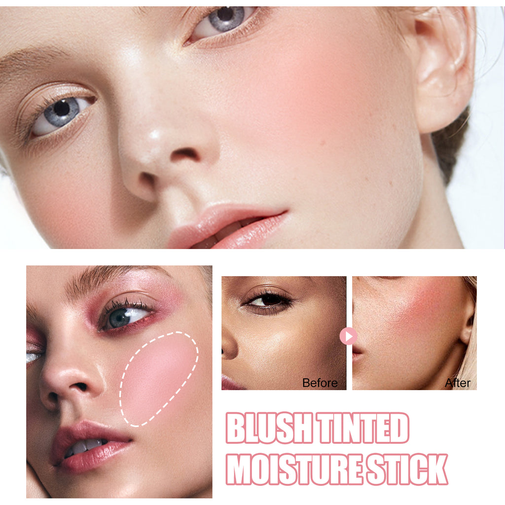 Blush Stick, Brightening Primer Solid Contouring Natural Nude Makeup Waterproof Lightweight Multi-Functional Blush Stick