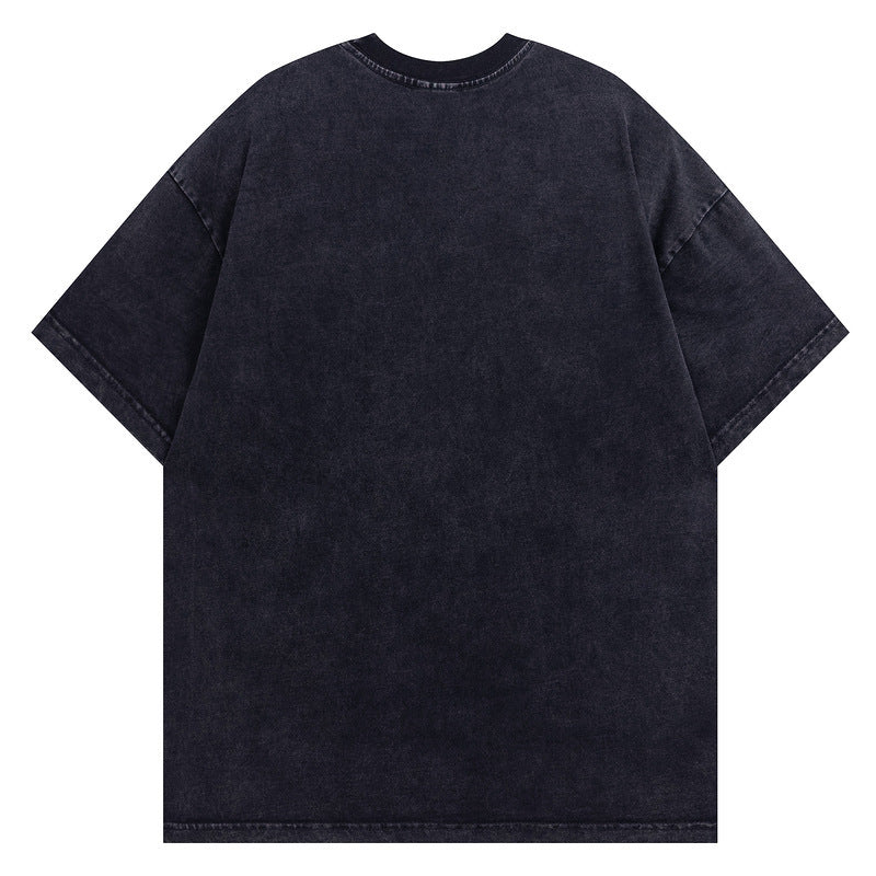 Ripped Wasteland Water Washed Short Sleeve T-Shirt for Men