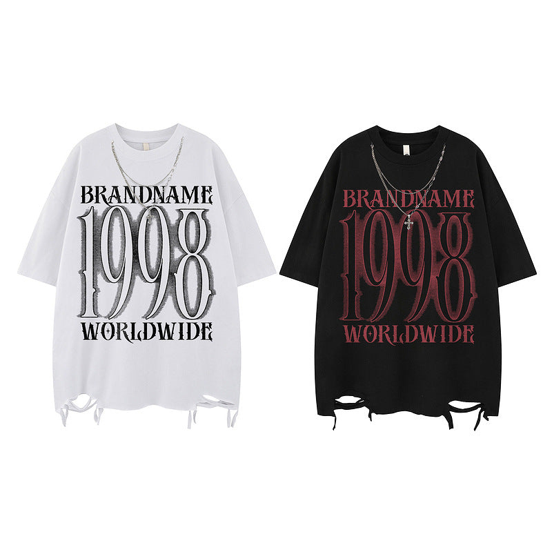 Short Sleeve Loose Pure Hip Hop Heavyweight T-Shirt Men