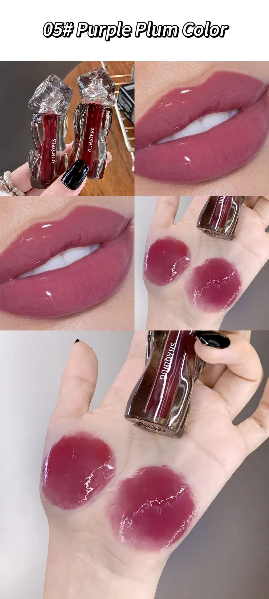 6 Shades of Moisturizing, Plumping, Hydrating Lip Gloss, Mirrored Gloss Lipstick, Shimmering Dewy Jelly Lipstick, Non-Greasy