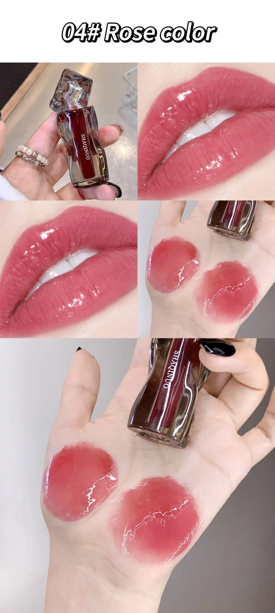 6 Shades of Moisturizing, Plumping, Hydrating Lip Gloss, Mirrored Gloss Lipstick, Shimmering Dewy Jelly Lipstick, Non-Greasy