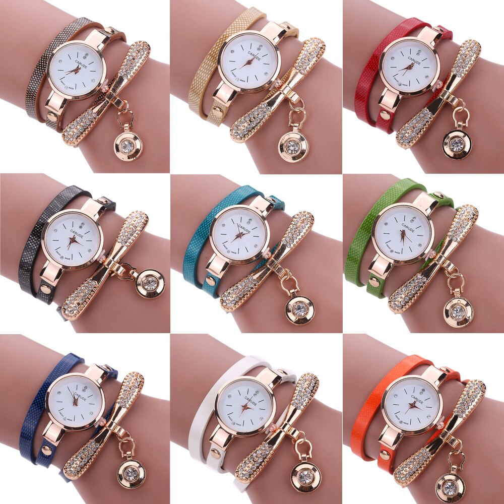 Women Watches  Casual Bracelet Watch Woman Relogio Leather Band Rhinestone Analog Quartz Watch Female Clock Montre Femme