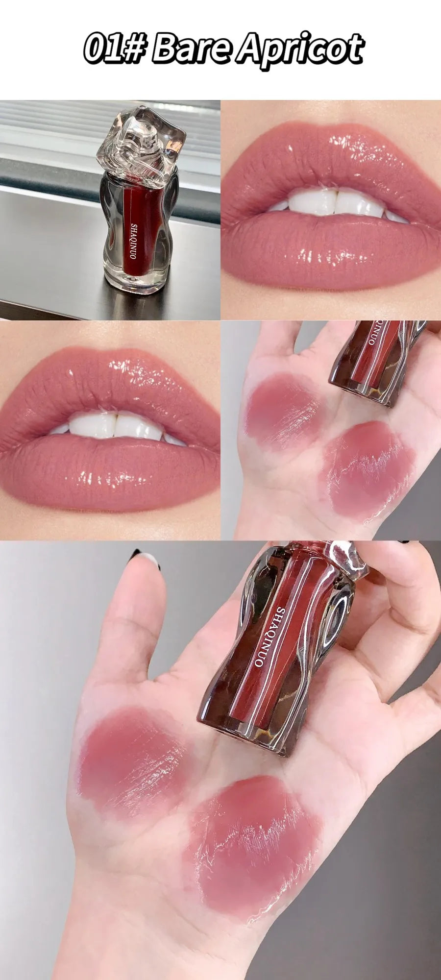 6 Shades of Moisturizing, Plumping, Hydrating Lip Gloss, Mirrored Gloss Lipstick, Shimmering Dewy Jelly Lipstick, Non-Greasy