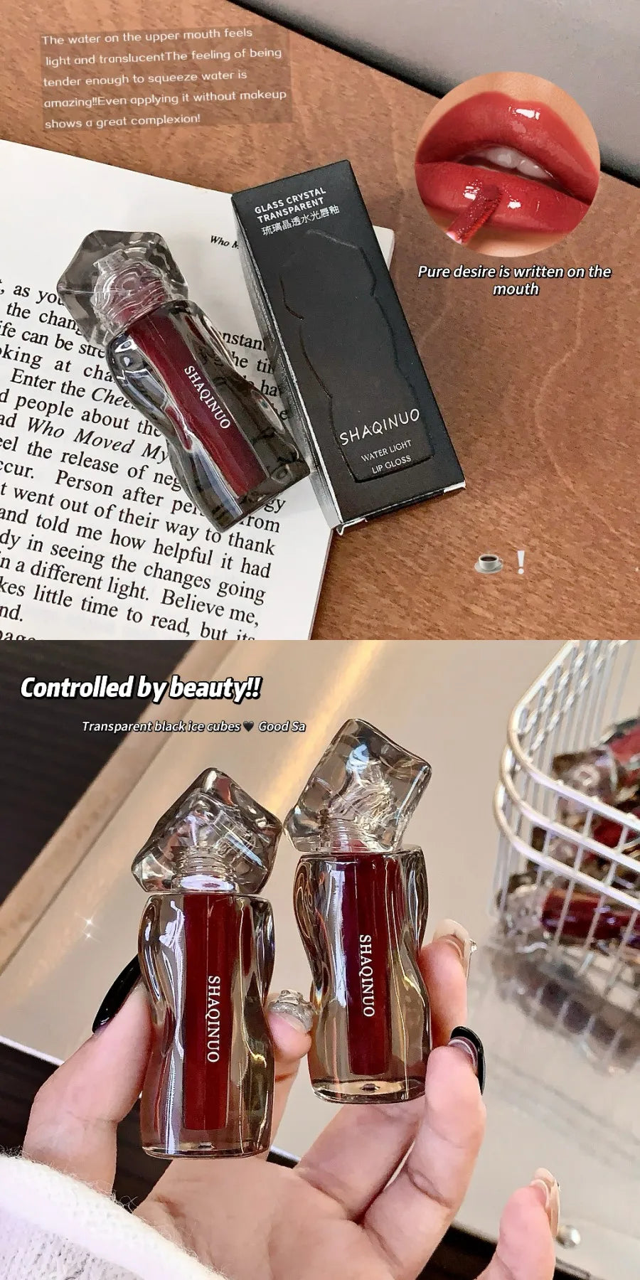 6 Shades of Moisturizing, Plumping, Hydrating Lip Gloss, Mirrored Gloss Lipstick, Shimmering Dewy Jelly Lipstick, Non-Greasy