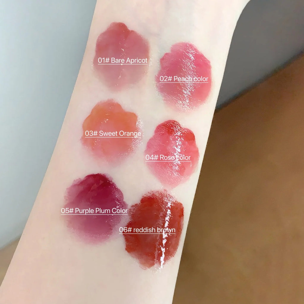 6 Shades of Moisturizing, Plumping, Hydrating Lip Gloss, Mirrored Gloss Lipstick, Shimmering Dewy Jelly Lipstick, Non-Greasy