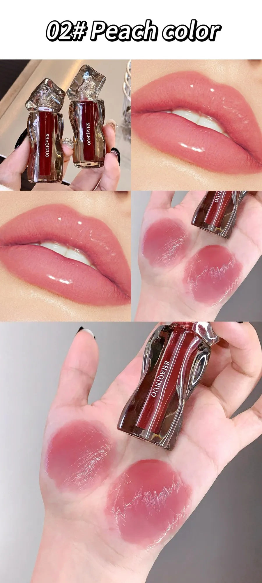 6 Shades of Moisturizing, Plumping, Hydrating Lip Gloss, Mirrored Gloss Lipstick, Shimmering Dewy Jelly Lipstick, Non-Greasy