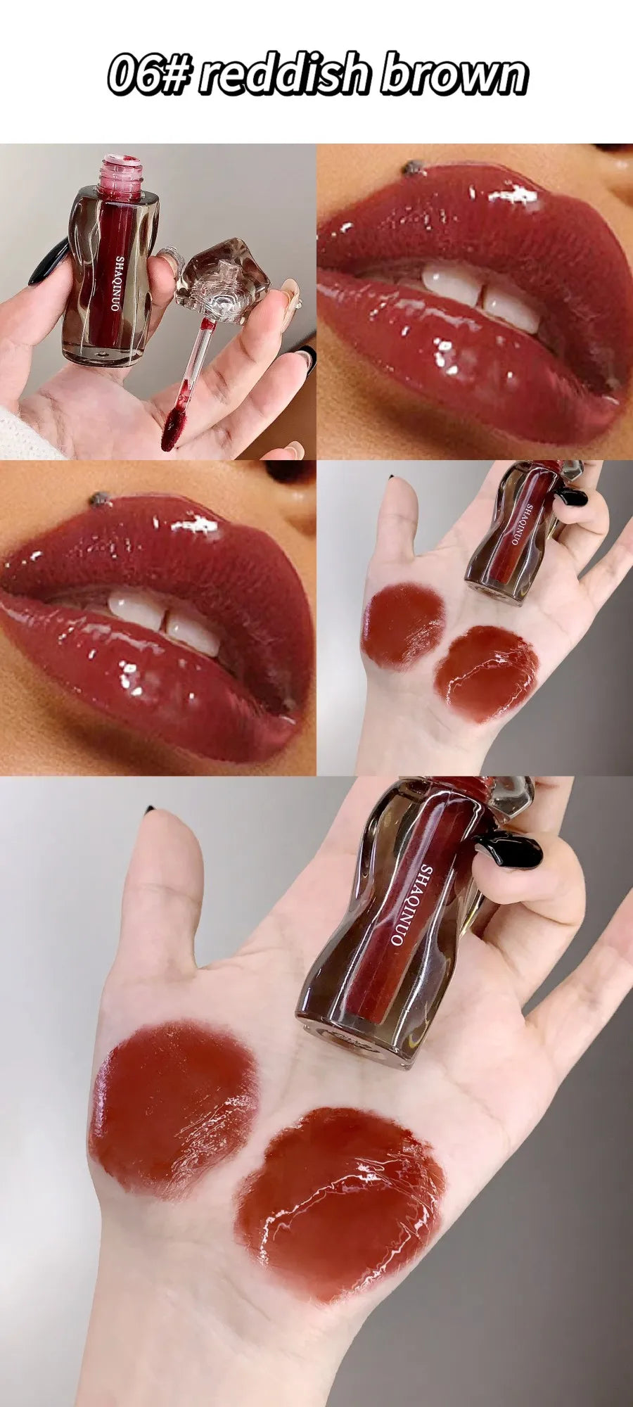 6 Shades of Moisturizing, Plumping, Hydrating Lip Gloss, Mirrored Gloss Lipstick, Shimmering Dewy Jelly Lipstick, Non-Greasy