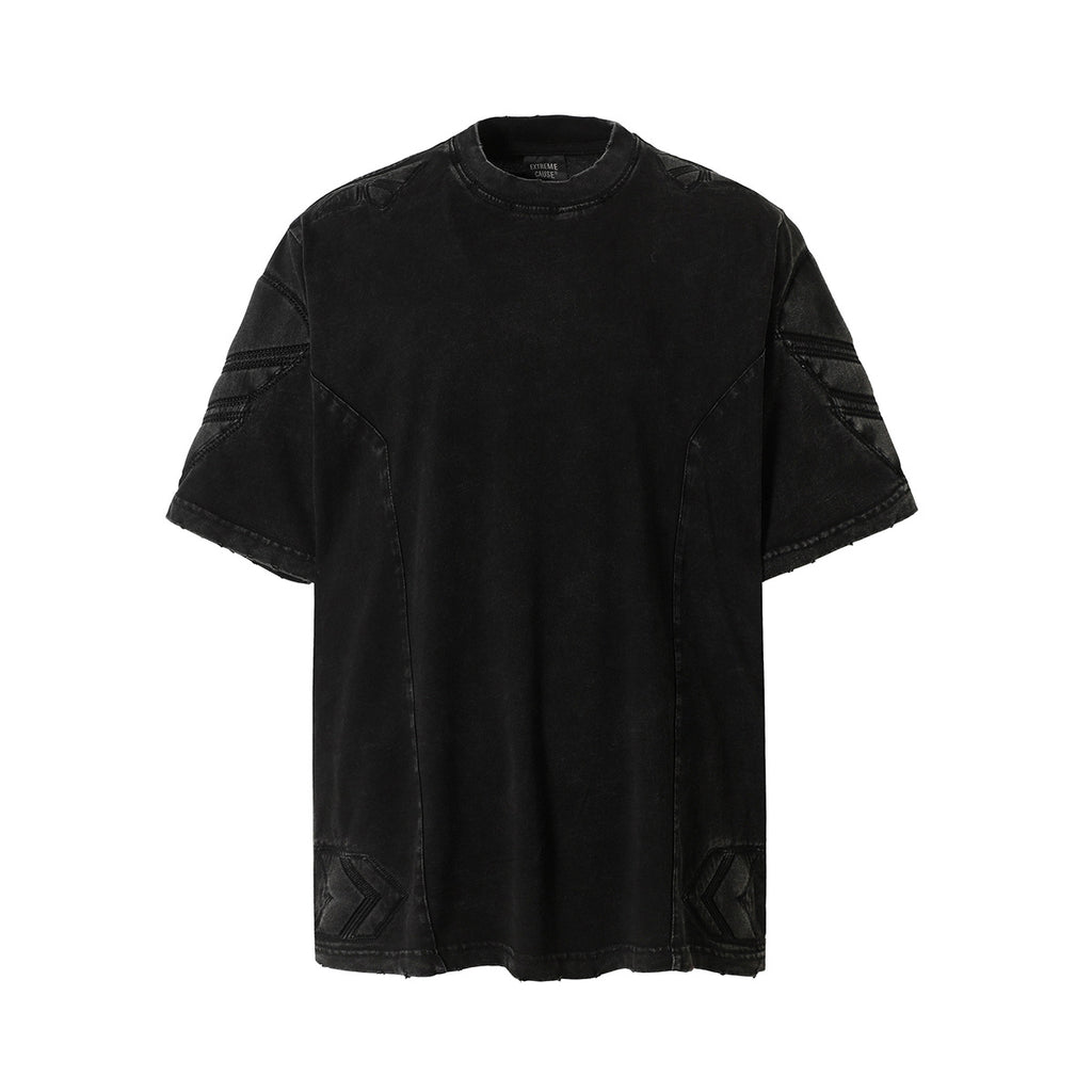 Mech design washed T-shirt for men