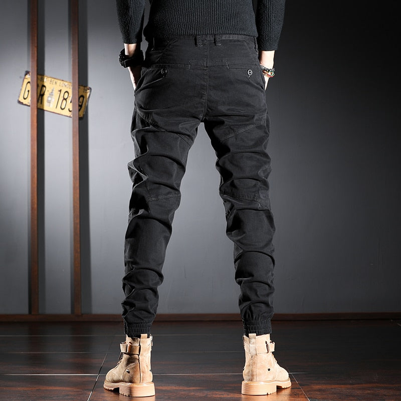 Newly Designer Fashion Men Jeans High Quality Spliced Patchwork Casual Cargo Pants Streetwear Hip Hop Joggers Harem Trousers