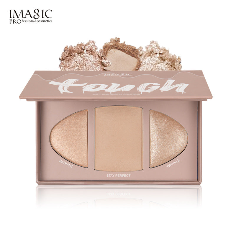 IMAGIC Three Color Highlighter Face Brightening Three Dimensional Shadow Nose And Cheek Shadow Highlighter Makeup Palette