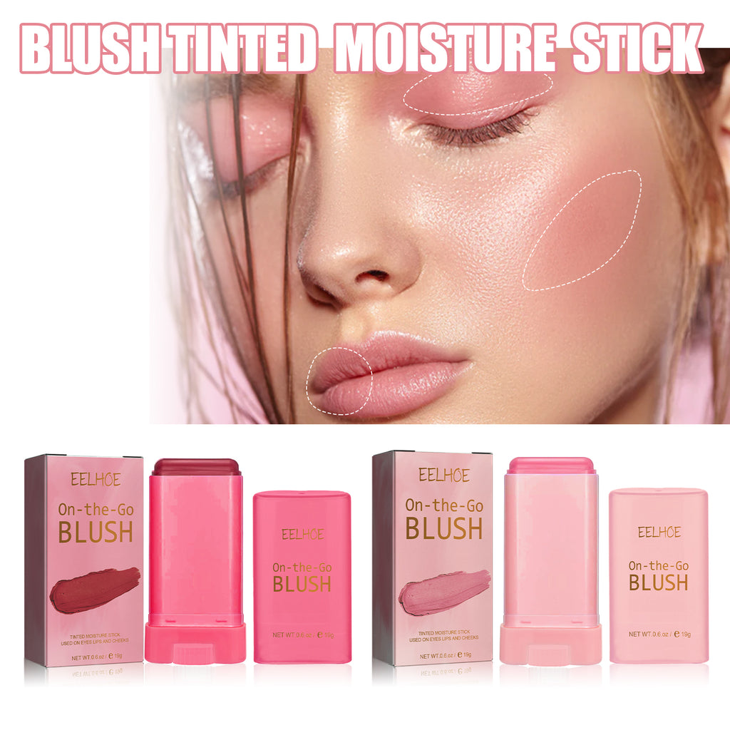 Blush Stick, Brightening Primer Solid Contouring Natural Nude Makeup Waterproof Lightweight Multi-Functional Blush Stick
