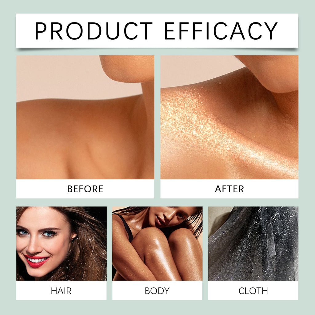 Shining Glitter Spray, Highlighter Spray Natural Stereoscopic Long-Lasting Brightening Glitter