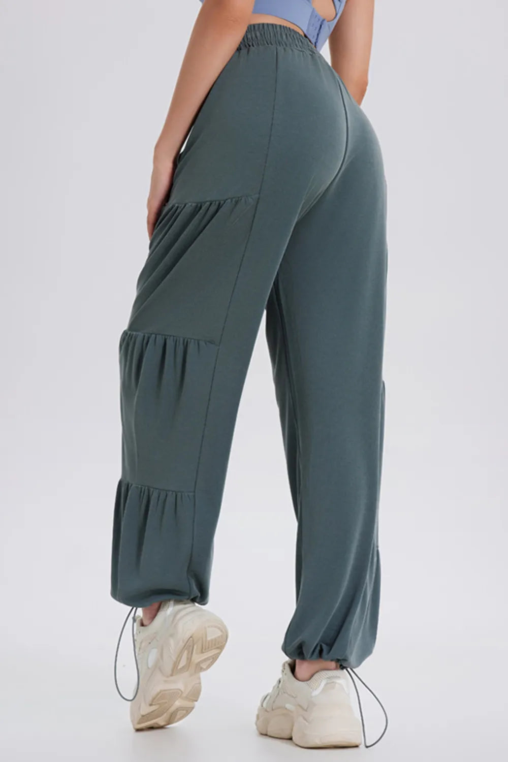 Drawstring Elastic Waist Ruched Joggers