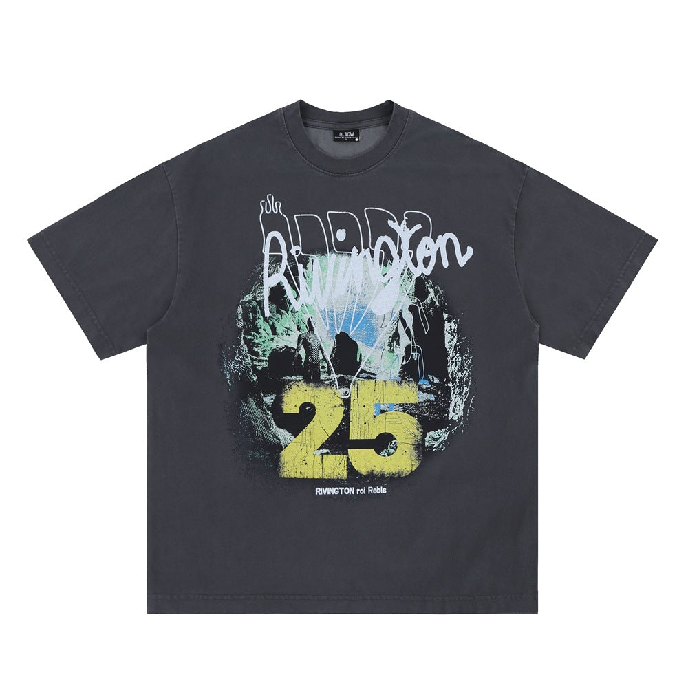 Digital Print Casual Short Sleeve T-Shirt for Men