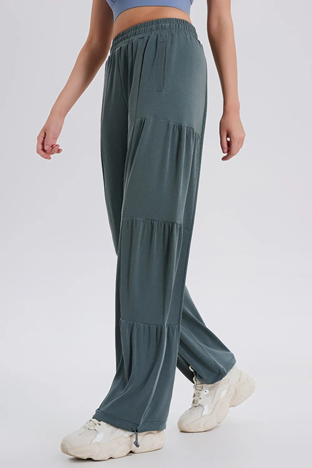 Drawstring Elastic Waist Ruched Joggers