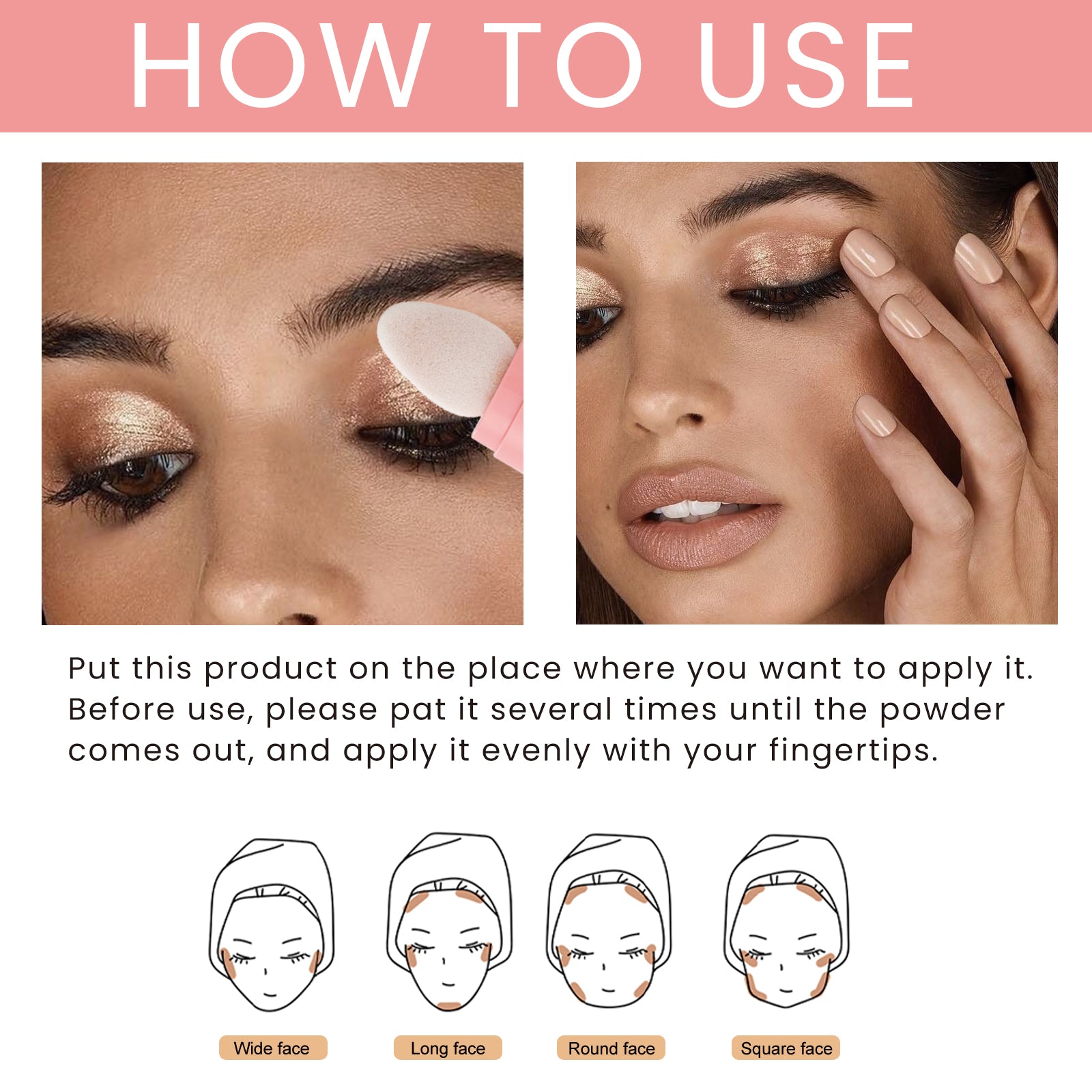 Highlighter Pat Powder, Light Highlighter Natural 3D Contoring Powder