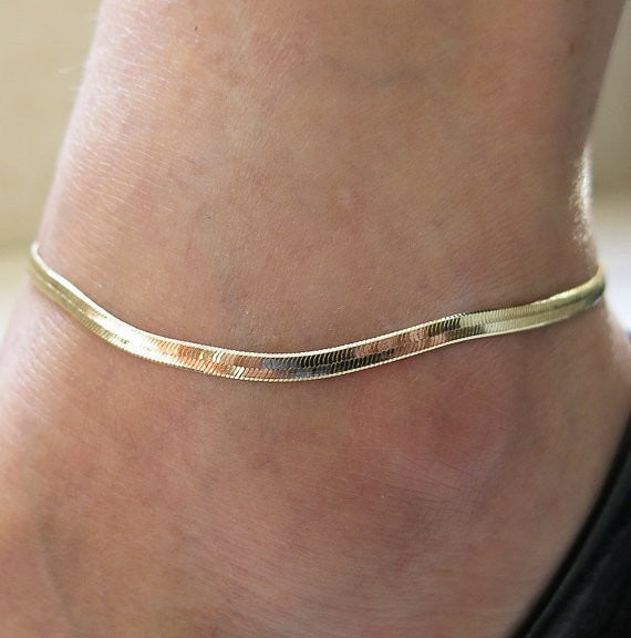 Accessories Jewelry gold chain anklet, Herringbone adjustable charm anklet,ankle leg bracelet,foot jewelry