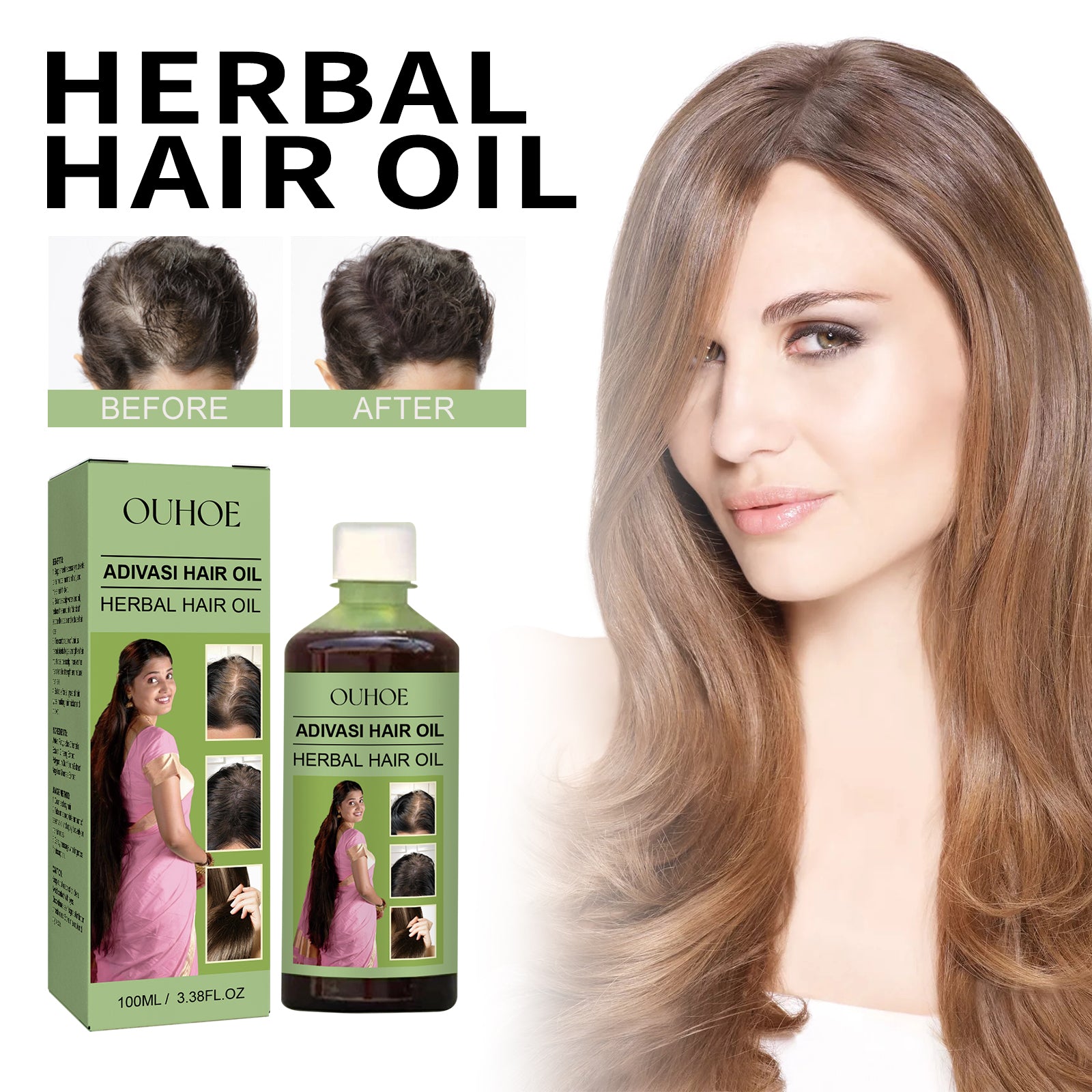 Herbal Hair Care Oil Gently Nourishes Scalp, Strengthens Hair, Cleanses Scalp, Softens Hair Care Oil