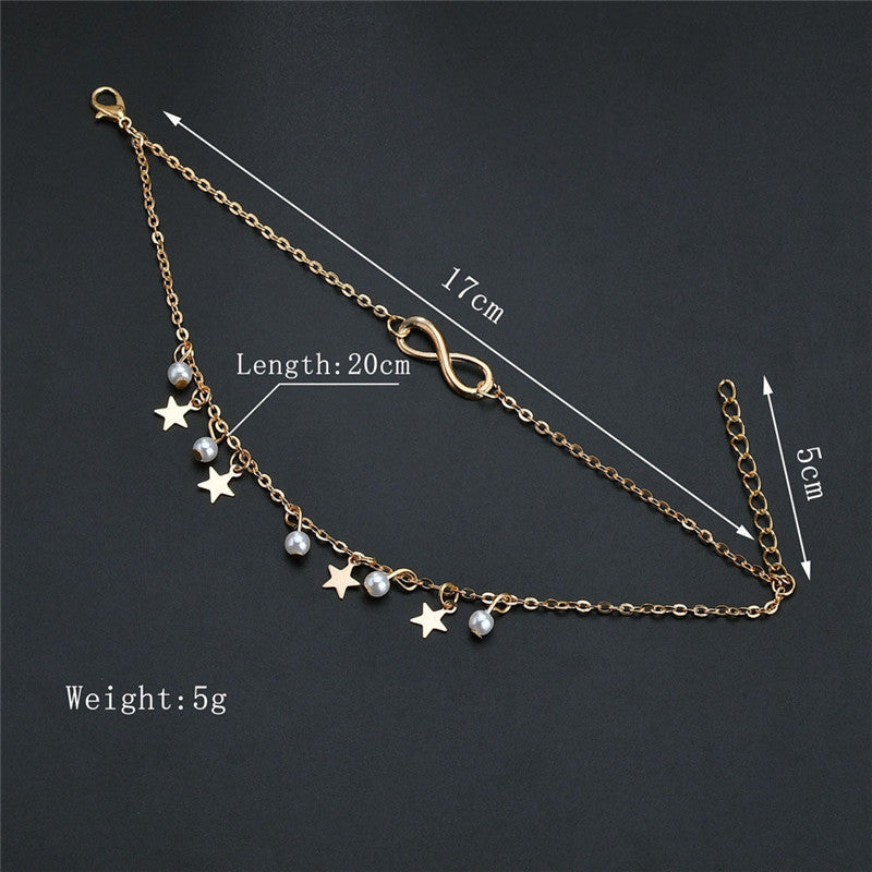 New Pendant Anklet Simple Fashion Double Layer Beach Anklet Jewelry Anklet
