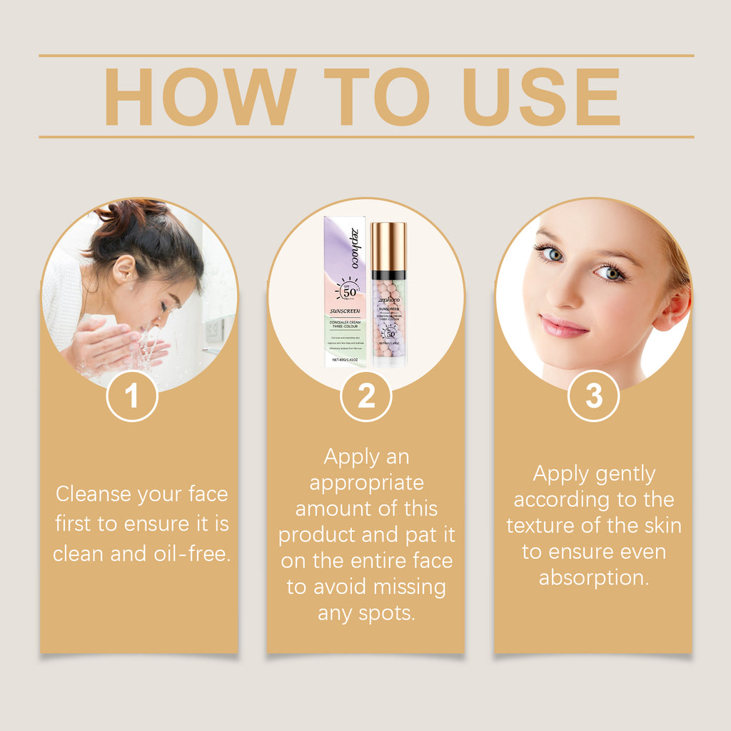 zephoco Three-Color Rainbow Protective Primer, Concealer, Primer, Brightening, Moisturizing, Smoothing And Long-Lasting Protective Cream