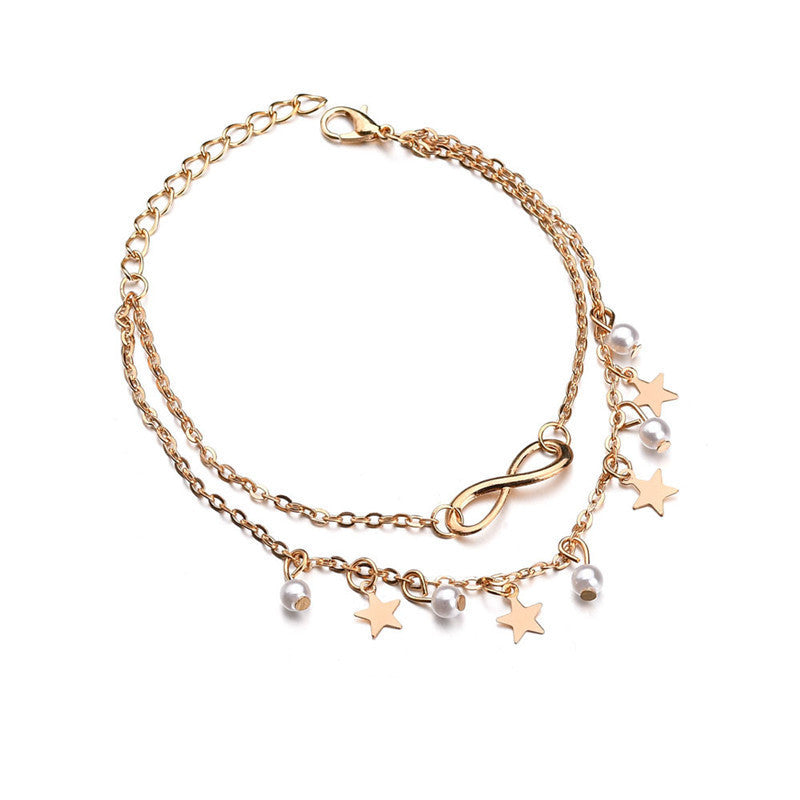 New Pendant Anklet Simple Fashion Double Layer Beach Anklet Jewelry Anklet