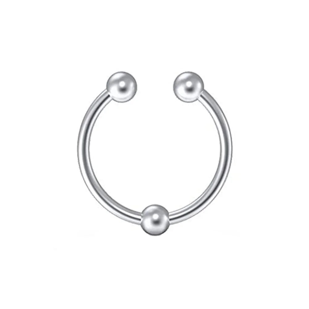 Fake Nose Septum Rings Faux Fake False Imitate Nose Rings Clip Horseshoe Hoop Ring Stainless Steel Body Non Piercing Jewelry