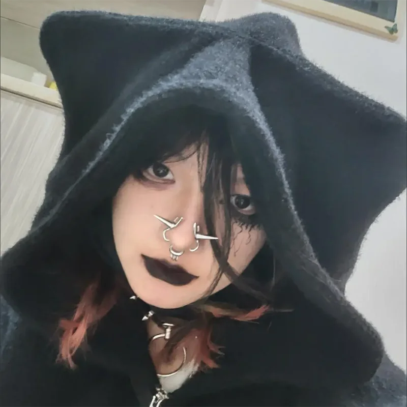 Fake Piercings Nose Hoop Punk Pointed Cone Nose Ring Jewelry Unisex Gothic Nasal Ring Street Rock Design Accessories Gift