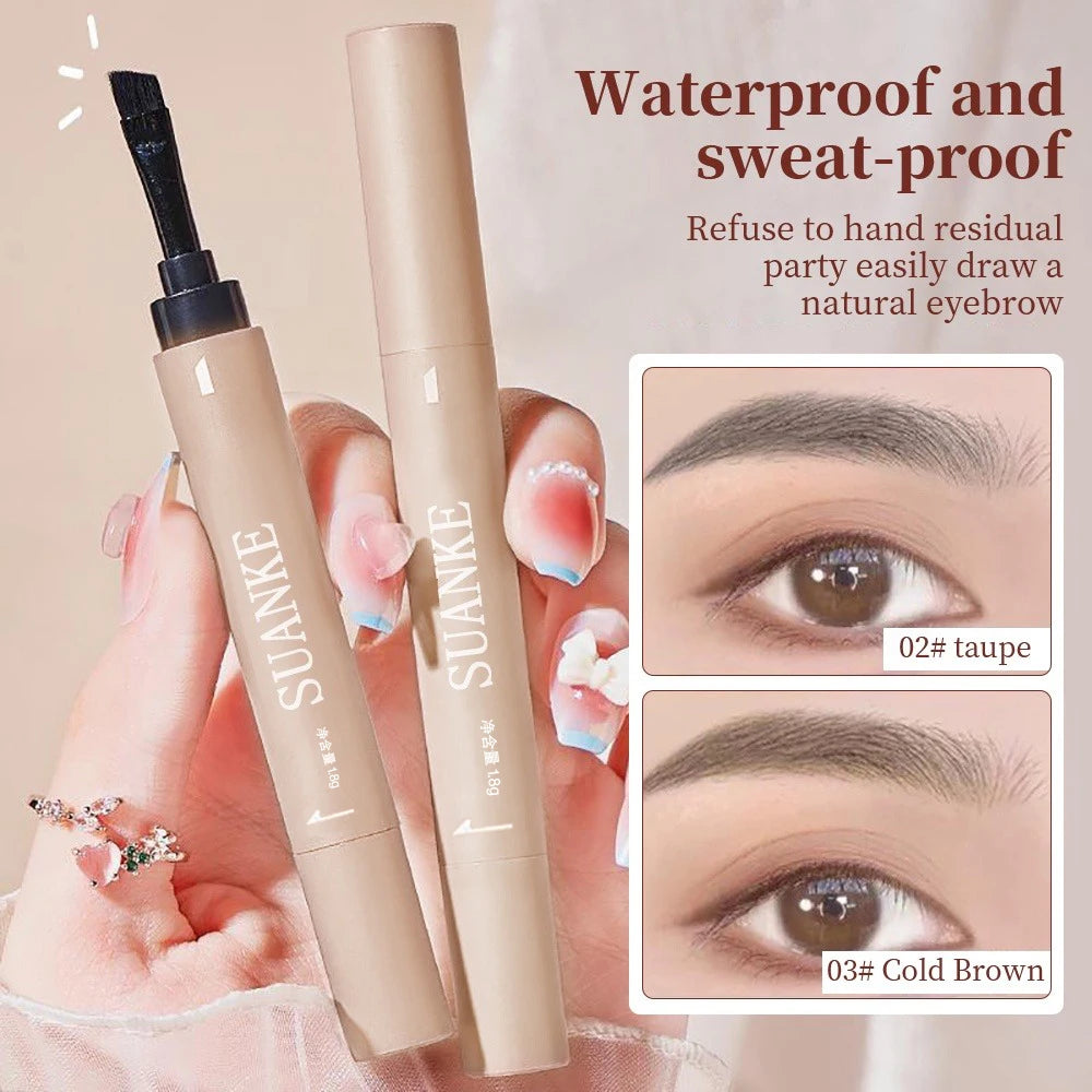 Double-ended eyebrow gel, waterproof, sweat-proof and smudge-proof, eyebrow pencil with brush