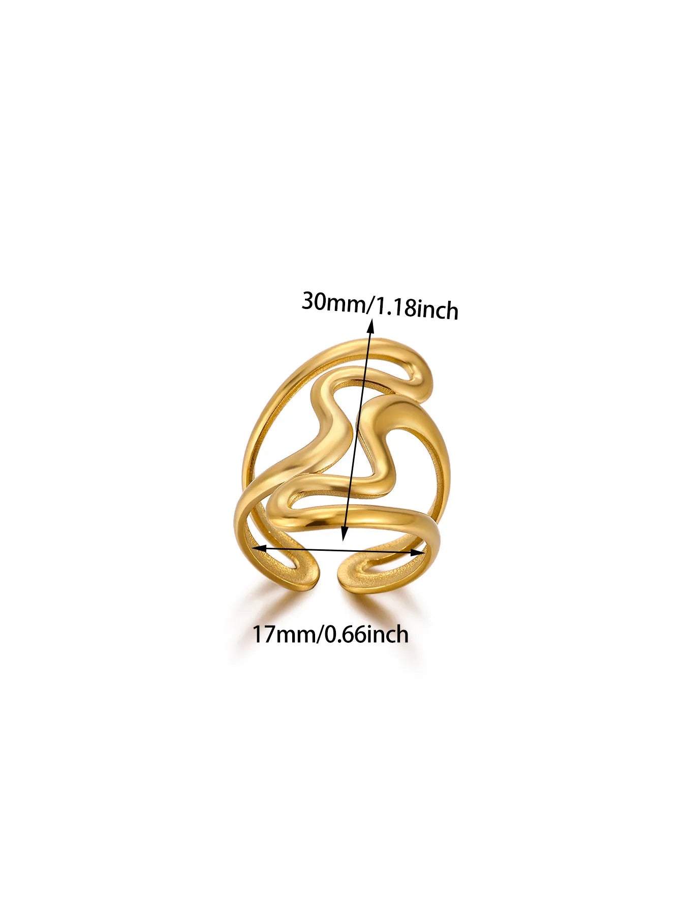 Irregular Geometric Rings for Women Gold Color ‌Stainless Steel Twisted Adjustable Ring Durable Rustproof Trendy Jewelry Gift