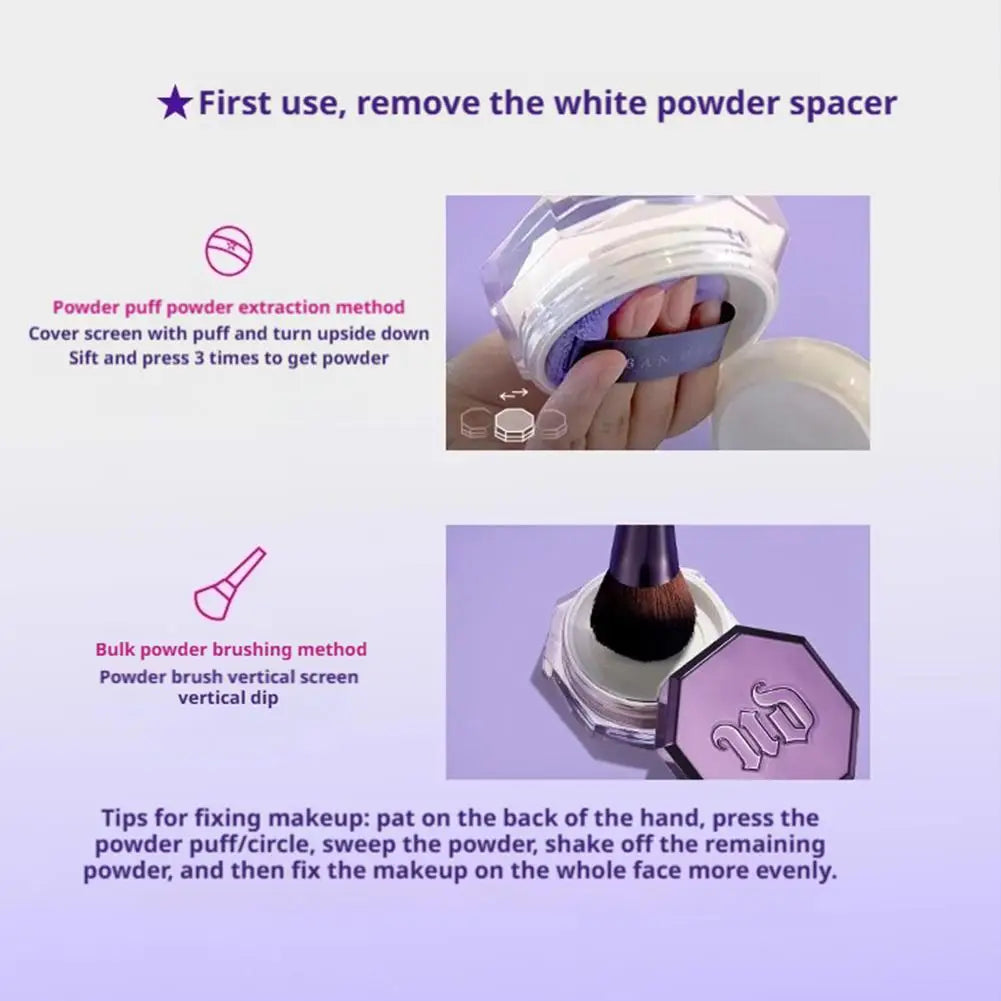 10g Meteorite Fine Setting Powder With Makeup Brush Set - Strong Powder Gripping Soft Cosmetic Brush Loose Powder Face Makeup