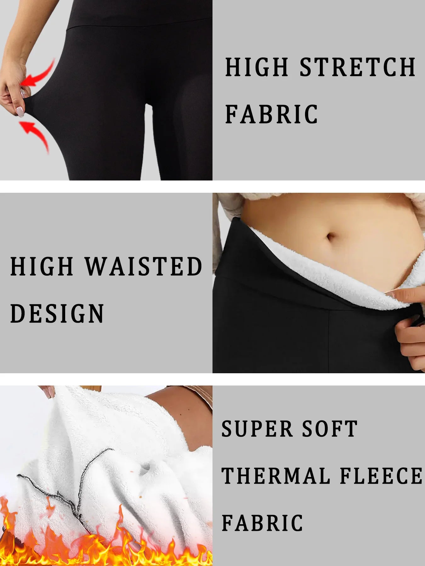 High Waisted Fleece-Lined Leggings for Women，Thick Soft Tummy Control Workout Running Yoga Thermal Warm Pants for Cold Winter