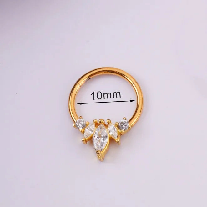 Retro Moon Snake Nose Ring Stainless Steel CZ Hinged Septum Clicker Nose Hoop Rings Daith Tragus Cartilage Piercing Jewelry