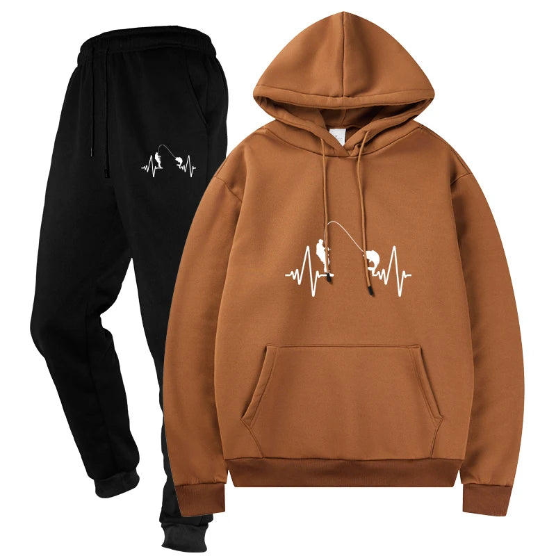 Men's Top and Pants Male Streetwear Casual Two - Piece Tracksuit Sportswear Set Sweat Suit Sporting Suits