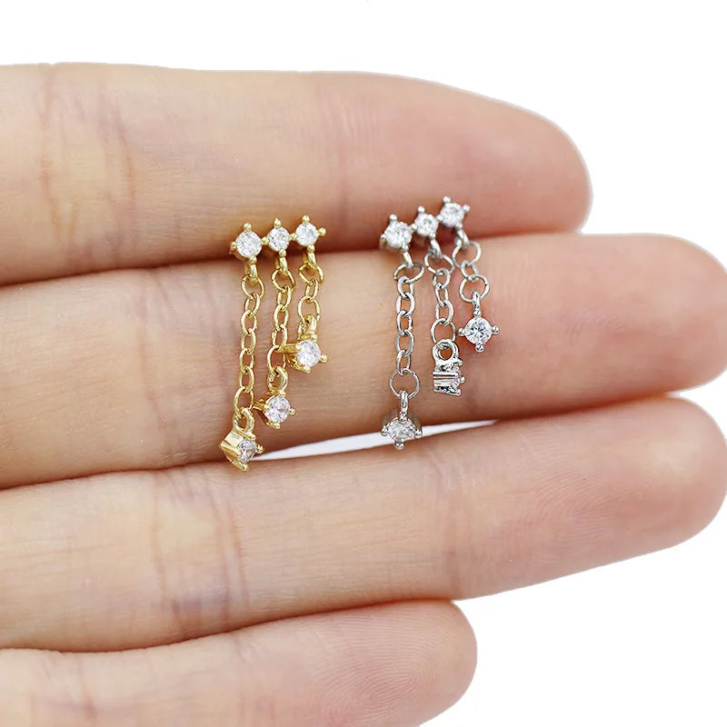 Nose Rings for Women Surgical Steel L Bend Pin CZ Heart Dangle Nose Stud Ring Fashion Body Piercing Jewelry 20G 7mm