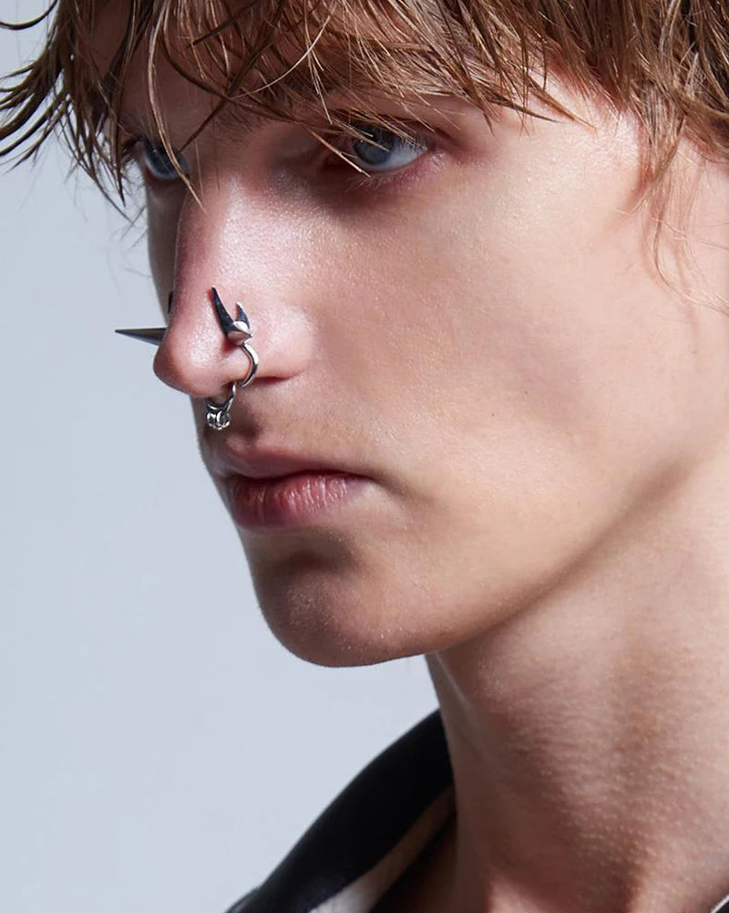 Fake Piercings Nose Hoop Punk Pointed Cone Nose Ring Jewelry Unisex Gothic Nasal Ring Street Rock Design Accessories Gift