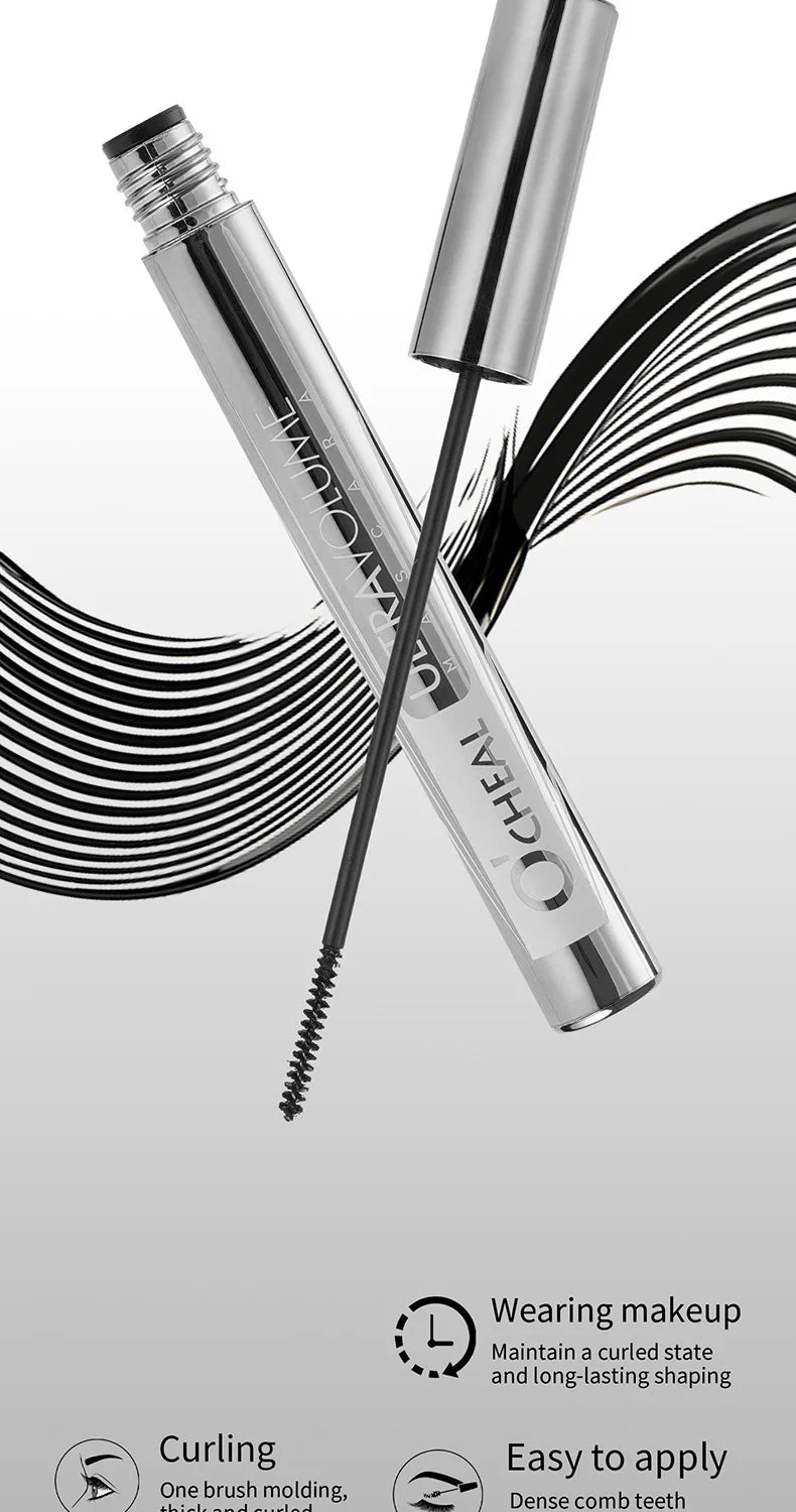 Silver Tube Mascara – Volumizing, Lengthening & Curling Formula, Waterproof & Smudge-Proof with Clump-Free, Flake-Resistant Wear