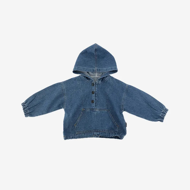 Hoodie for Children Spring Autumn Long Sleeve Blue Denim Hoody Fashion Sweatshirts New Comfortable Loose Girls Boys Tops GY03232